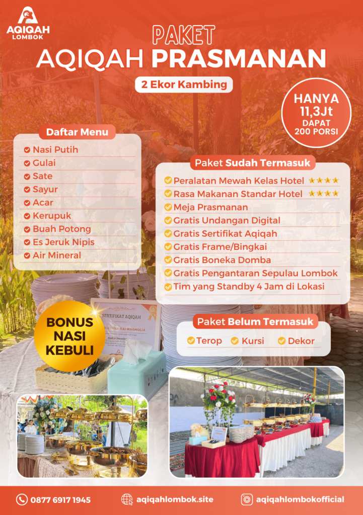 Paket aqiqah lombok prasmanan 2 ekor kambing