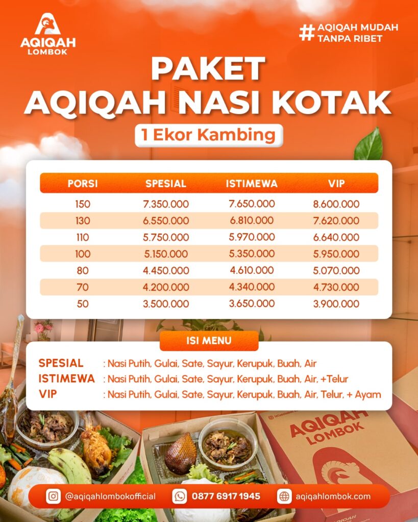 paket aqiqah lombok nasi kotak 1 ekor kambing