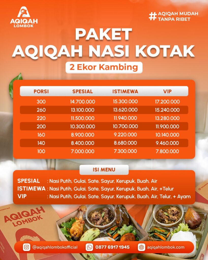 paket aqiqah lombok nasi kotak 2 ekor kambing